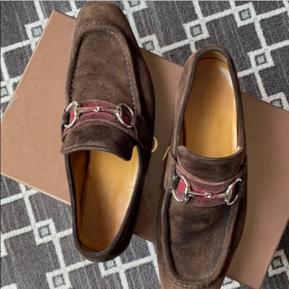 GUCCI Moca Pelle S. Cuoio Horsebit suede loafers Men - Picture 10 of 16